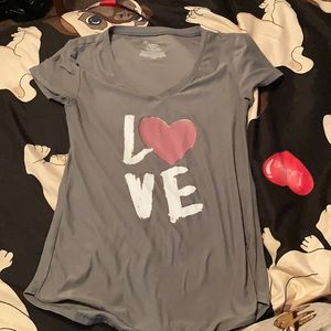 Gray shirt with love on it